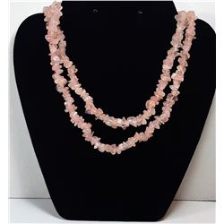 17)  POLISHED ROSE QUARTZ 36" NECKLACE