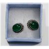Image 1 : SILVER TONED GREEN ONYX STUD EARRINGS