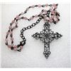 Image 1 : 23)  PALE PINK GLASS BEADS ON PEWTER