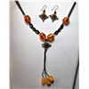 Image 1 : 21)  BRONZE CHAIN AMBER & CRYSTAL