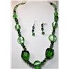 Image 1 : 8)  SHADES OF GREEN GLASS & CRYSTAL