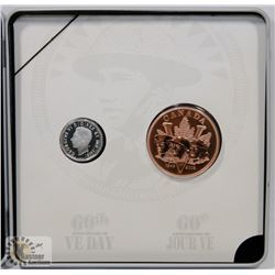 RCM 2005 VE-DAY 5 CENT AND MEDALLION SET.