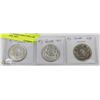 Image 1 : LOT OF 3 CANADA HALF DOLLAR COINS, 1956, 1957,