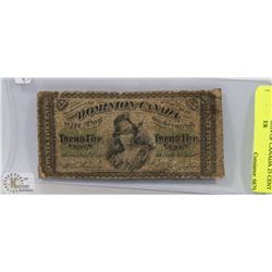 1870 DOMINION OF CANADA 25 CENT SHINPLASTER