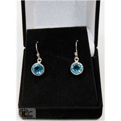 #41-BLUE CZ DANGLING EARRINGS
