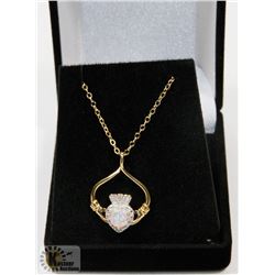 #117-TRIPLE OPAL & CZ PENDANT &  NECKLACE