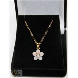 #118-TRIPLE OPAL & CZ PENDANT &  NECKLACE