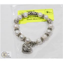 #76-FRESH WATER PEARL WITH HEART SHAPE BRACELET