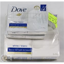 12 BARS OF DOVE WHITE BEAUTY SOAP.