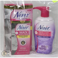 BAG OF NAIR SHOWER POWDER AND WAX READY STRIPS