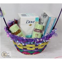 BASKET OF SOAP, LIP BALM, PIXI SKIN TREATMENT AND