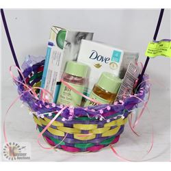 BASKET OF SOAP, LIP BALM, PIXI SKIN TREATMENT AND