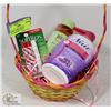 Image 1 : BASKET OF BEAUTY PRODUCTS INCLUDING NAIR, LIPBALM