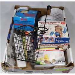 BOX OF HOUSEHOLD, INCLUDING GRATER AND MORE