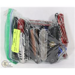 BAG OF ASSORTED POCKET KNIVES.