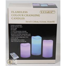 3PK R/C COLOUR CHANGING PILLAR CANDLES
