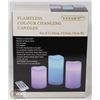 Image 1 : 3PK R/C COLOUR CHANGING PILLAR CANDLES