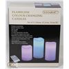 Image 1 : 3PK R/C COLOUR CHANGING PILLAR CANDLES