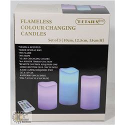 3PK R/C COLOUR CHANGING PILLAR CANDLES