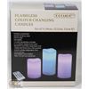 Image 1 : 3PK R/C COLOUR CHANGING PILLAR CANDLES