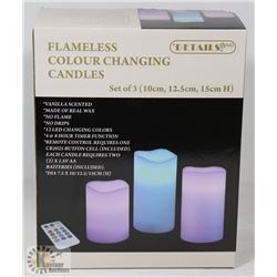 3PK R/C COLOUR CHANGING PILLAR CANDLES