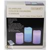 Image 1 : 3PK R/C COLOUR CHANGING PILLAR CANDLES