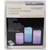 Image 1 : 3PK R/C COLOUR CHANGING PILLAR CANDLES