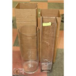 LOT OF 2 VASES, 10" ROUND, 20" SQUARE