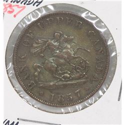 1857 BANK OF UPPER CANADA HALF PENNY COIN.