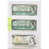 Image 1 : THREE CANADA DOLLER BILLS 1954  1967  1973.