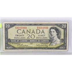 1954 CANADIAN $20 DOLLAR BILL.