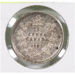 1902 EDWARD VII 5 CENT 1ST YEAR OF ISSUE COIN