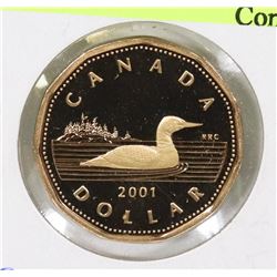 GEM PROOF 2001 CANADIAN QEII LOONIE