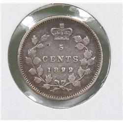 1899 CANADIAN QUEEN VICTORIA SILVER 5 CENT COIN