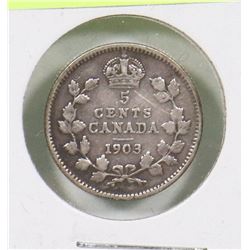 1903 EDWARD VII 5 CENT 1ST YEAR OF ISSUE COIN