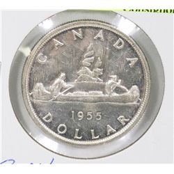 1955 CANADIAN QEII SILVER $ COIN