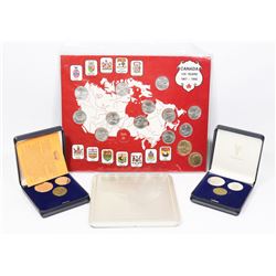 BOX W/ESTATE COINS INCL. 2 SETS OF VINTAGE