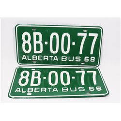 PAIR OF NEVER USED 1968 ALBERTA LICENSE PLATES.