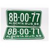 Image 1 : PAIR OF NEVER USED 1968 ALBERTA LICENSE PLATES.