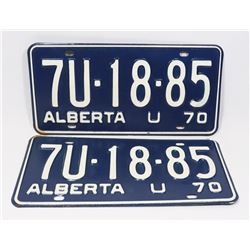 PAIR OF NEVER USED 1970 ALBERTA LICENSE PLATES.