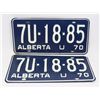 Image 1 : PAIR OF NEVER USED 1970 ALBERTA LICENSE PLATES.
