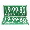 Image 1 : PAIR OF NEVER USED 1968 ALBERTA LICENSE PLATES.