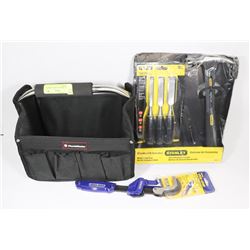 SMALL TOOL BAG WITH ASSORTED NEW TOOLS