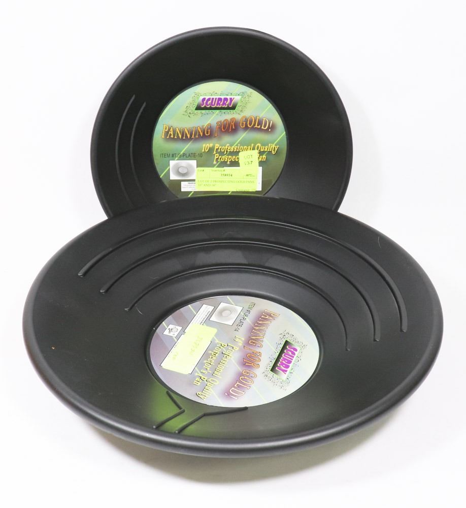 LOT OF 2 PROSPECTING GOLD PANS 10" AND 14"