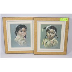 PAIR OF FRAMED  ABORIGINAL GIRL PAINTINGS, 12 X 14