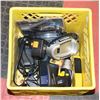 Image 1 : CRATE OF RECHARGABLE TOOLS/STAPLER/STUD FRAME.