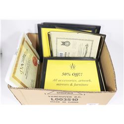 BOX OF ASSORTED PICTURE FRAMES