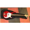 Image 1 : IBANEZ ELECTRIC RED BASS GUITAR W/ SOFT CASE.