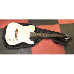 WASHBURN TELLY STYLE WHITE GUITAR WITH SOFT CASE.