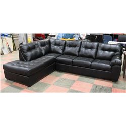 NEW LARGE BLACK LEATHERETTE SECTIONAL, 120"X90"